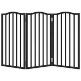 Dog Gate Foldable 3 Panels Black 150 cm Poplar Wood 352222