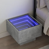 Bedside Table with Infinity LED Concrete Grey 40x40x30 cm 3284066