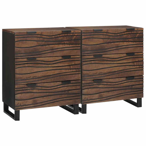 Sideboards 2 pcs Brown 60 x 33.5 x 75 cm Solid mango wood 3310052