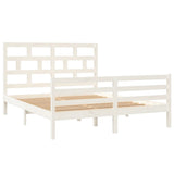 Bed Frame without Mattress White Solid Wood King Size 3101289