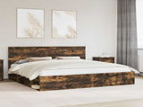 Bed Frame Smoked Oak 200 x 200 cm Solid Pine Wood 3410969