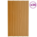Roof Panels 36 pcs Galvanised Steel Light Wood 80x45 cm 317208