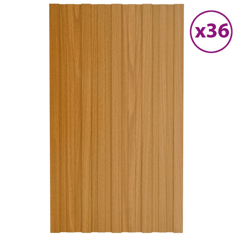 Roof Panels 36 pcs Galvanised Steel Light Wood 80x45 cm 317208