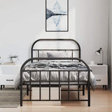 Bed Frame Black Steel Single Bed Frame Rectangular 353647