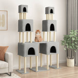 Cat Tree with Sisal Scratching Posts Light Grey 199 cm 172080