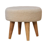 Cream Boucle Petite Footstool IN3434