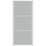 Interior Door 93x201.5 cm White Matt Glass and Aluminium 350578
