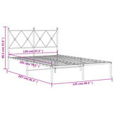 Metal Bed Frame without Mattress with Headboard White 120x200cm 376549