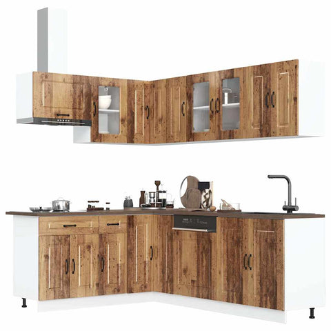 ZNTS 11 Piece Kitchen Cabinet Set Kalmar Old Wood Engineered Wood 3314889