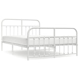 Bed Frame White Powder-Coated Steel 140 x 200 cm Bed Frame 352646