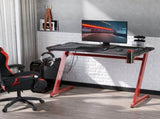 122 x 66 cm Gaming Desk, Carbon Fibre Covered Computer Desk, Gamer Workstation with Headphone Hook, T3398P378014