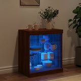Sideboard with LED Lights Brown Oak 60.5x37x67 cm 836699