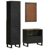 3 Piece Bathroom Furniture Set Black Solid Wood Mango 3310001