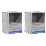 ZNTS Bedside Cabinets with LED Lights 2 pcs Grey Sonoma Engineered Wood 852030