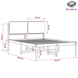 Bed Frame with Upholstered Headboard Natural and Dark Grey 3425343