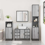 ZNTS 2 Piece Bathroom Furniture Set Grey Sonoma Engineered Wood 3300903