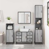 ZNTS 2 Piece Bathroom Furniture Set Grey Sonoma Engineered Wood 3300903