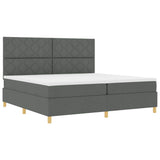 Box Spring Bed with Headboard Dark grey 200 x 200 cm Fabric 3339722