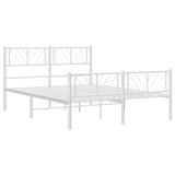 Metal Bed Frame without Mattress with Footboard White 150x200cm 372248