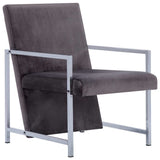 Armchair with Chrome Feet Dark Gray Velvet 282269