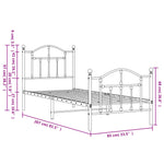 Metal Bed Frame without Mattress with Footboard White 80x200cm 353497