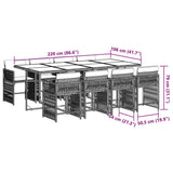 9 Piece Garden Dining Set with Cushions Brown Poly Rattan 3211641