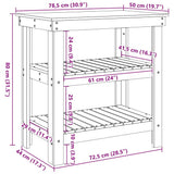 Work Bench Wax Brown 78.5 x 50 x 80 cm Solid Pine Wood 865374