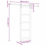 Sliding Door White and Black 73.5 x 211 cm Solid Pine Wood 3333189