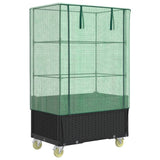 Raised Bed with Cover and Wheels Rattan Look 80x50x182 cm 4015822