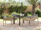 Garden Dining Set 5 pcs Beige Poly Rattan 3380737