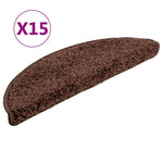 Stair Mats 15 pcs 56x17x3 cm Brown Half Round 133895