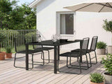 Garden Set 5 pcs Black Metal and Rattan 3422844