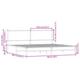 Metal Bed Frame without Mattress Brown Oak 193x203 cm 3301407