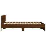 Bed Frame Brown Oak Engineered wood and Plywood Double Bed Frame 3207587