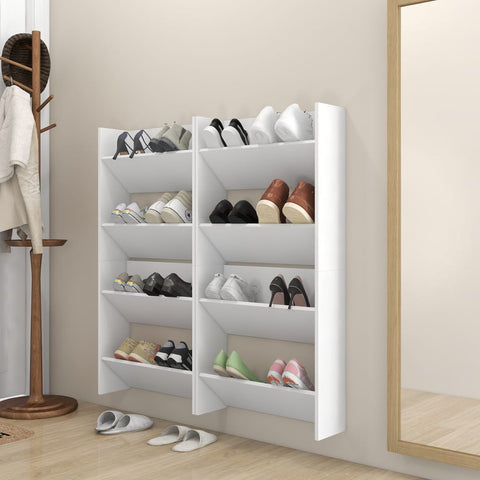 Wall Shoe Cabinets 4 pcs White 60x18x60 cm Engineered Wood 806716