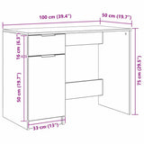 Desk with Drawer Black Oak 100 x 50 x 75 cm Engineered Wood 862779