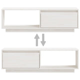 TV Cabinet White 110x30x33.5 cm Solid Pinewood 809889