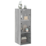 Wall Cabinet with Glass Doors Grey Sonoma 35x37x100 cm 836488