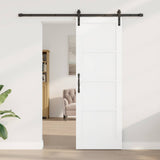 Sliding Door 73.5 x 211 cm Engineered Wood White and Black 3449900