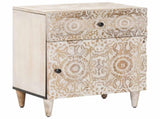 Bed cabinet with Drawer White 50 x 33 x 60 cm Solid Mango Wood 4018376