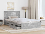 Bed Frame with Drawer Concrete Grey 100 x 200 cm Engineer Wood 3411148
