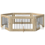 Dog Gate with Stands 6 pcs Sonoma Oak 100 x 60 cm 892122
