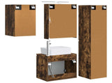 Bathroom Cabinet Set 5 pcs Smoked Oak 50 x 14.5 x 70 cm 3407315