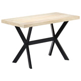 Dining Table White and black Solid mango wood, steel 120x60x75 cm 247442