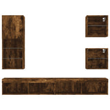 5 Piece TV Wall Units with LED Smoked Oak Engineered Wood 3216679