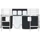 Kids'Loft Bed Frame with Curtains White and Black 75 x 190 cm 42020808
