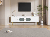 Modern TV Stand, 4doors, Metal bracket, TV Cabinet Storage Sideboard with 2 glass doors, TV N605P407493W