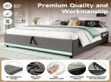 5ft King Hydraulic Storage Bed, No Headboard Linen Bed Frame with APP Control LED Lights, Side N652P386118G