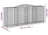 Arched Gabion Baskets 8 pcs 300x50x160/180 cm Galvanised Iron 3146761