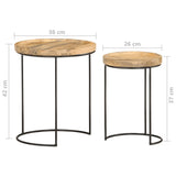 2 Piece Coffee Table Set Solid Mango Wood and Steel 321705